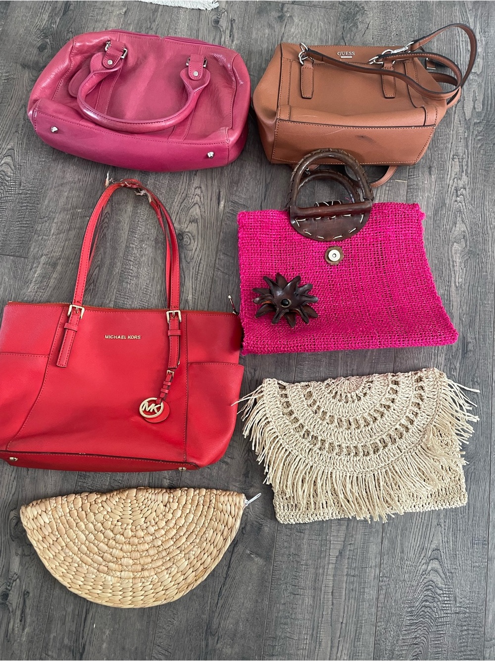 Michael Kors & GUESS Women's Handbag Lot Multicolor Leather Solid All Season